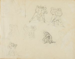 Sette schizzi di coppie di pugili o lottatori da Jean Louis André Théodore Géricault