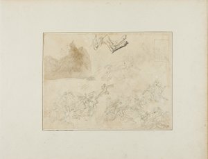Schizzi per una battaglia di cavalleria; le zampe posteriori di un cane da Jean Louis André Théodore Géricault