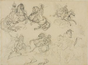 Schizzi di cavalieri orientali da Jean Louis André Théodore Géricault
