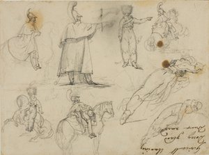 Schizzi di soldati e cavalli da Jean Louis André Théodore Géricault
