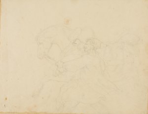 Stalliere che corre accanto a un cavallo da tiro da Jean Louis André Théodore Géricault