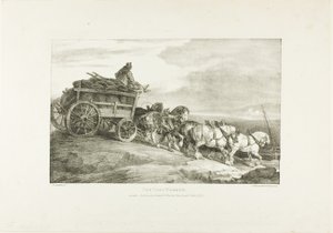 Il vagone del carbone, tavola 7 da Vari soggetti disegnati dal vero su pietra da Jean Louis André Théodore Géricault