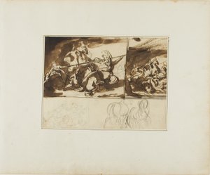 Tre schizzi di una battaglia equestre e uno schizzo di due da Jean Louis André Théodore Géricault