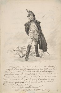 Lettera a Samuel P. Avery con un disegno di una figura militare, 1880 da Jean Louis Ernest Meissonier