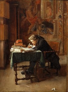 Giovane uomo che scrive