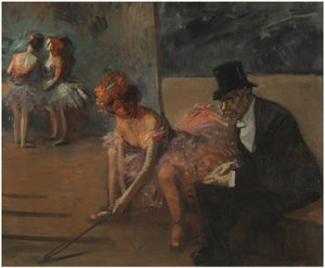 Ballerina con un ammiratore dietro il palco