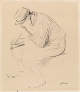 Il Poilu, soldato francese che scrive a casa, c. 1900