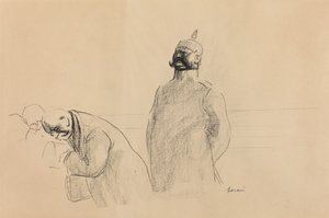 Soldato prussiano e civili, c. 1919 da Jean Louis Forain
