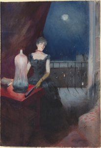 Donna in piedi con un ventaglio, probabilmente 1880-1890 da Jean Louis Forain