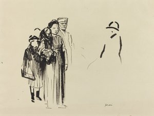 Donna e due bambini con soldati tedeschi, c. 1914-1919 da Jean Louis Forain
