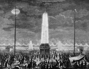 Rivoluzione Francese: Feste e illuminazioni agli Champs Elysees a Parigi il 18 luglio da Jean Louis II (after) Prieur