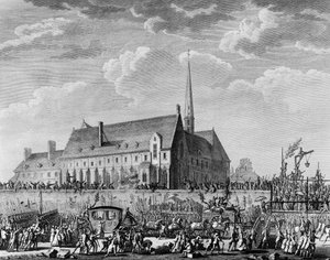 Rivoluzione francese: Re Luigi XVI arriva a Parigi con la sua famiglia il 6 ottobre da Jean Louis II (after) Prieur