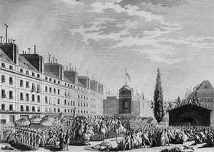 Rivoluzione francese: Proclamazione della Costituzione (Monarchia Costituzionale: Separazione dei Poteri e Istituzione della Monarchia Costituzionale) Place du Marché des Innocents a Parigi il 14 settembre