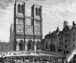 Rivoluzione Francese: Thomas de Mahy, Marchese de Favras fa ammenda davanti a Notre Dame de Paris sull