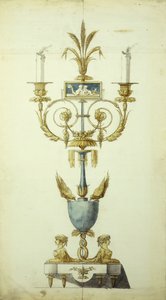 Progetto per un Candelabro in Bronzo Dorato e Smalto da Jean Louis the Younger Prieur