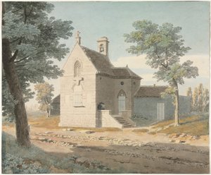 Chiesa vicino a una strada, fine 1700-inizio 1800 da Jean Lubin Vauzelle