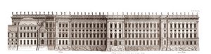 Il Louvre a Parigi, progetto di Gian Lorenzo Bernini: elevazione della facciata principale verso la Senna - Da "Architecture française" di Jacques-François Blondel - incisione di Jean Marot