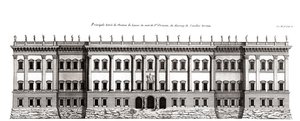 Il Louvre a Parigi, progetto di Gian Lorenzo Bernini: elevazione della facciata principale verso Saint-Germain l