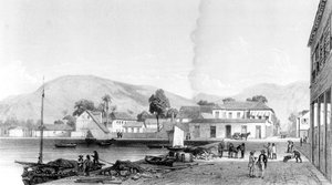 Dogana e molo di San Vincenzo, Trinidad, inciso da Eugene Ciceri, c.1850 da Jean Michel Cazabon