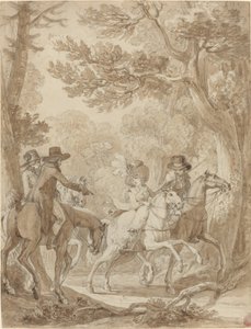 Signora e Gentiluomini a Cavallo in un Parco da Jean Michel Moreau