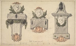Tre disegni per un monumento funebre o epitaffio, ca. 1770-90 da Jean Michel Moreau