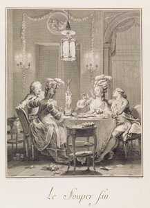 La buona cena, 1781, inciso da I.S. Helman (1743-1809) da Jean Michel the Younger Moreau