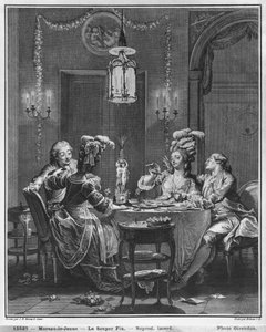 La Cena del Gourmet, inciso da Isidore Stanislas Helman (1743-1809) 1781
