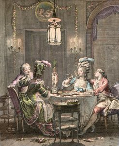 Le souper fin - incisione di Moreau Jean Michel, le Jeune (1741-1814) - il Gourmet Supper, inciso da Isidore Stanislas Helman (1743-1809) 1781 dopo Moreau, Jean Michel il Giovane (1741-1814) da Jean Michel the Younger (after) Moreau
