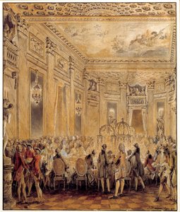 Festa data da Jeanne Becu, Contessa di Barry, amante di Luigi XV, al castello di Louveciennes il 2/09/1771 da Jean Michel the Younger Moreau
