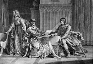 Luigi il Grosso (1081-1137) mostra a suo padre, Filippo I (1052-1108), la lettera in cui avrebbe chiesto al re d