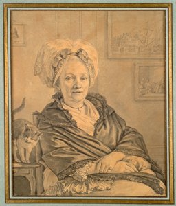 Donna seduta con un gatto da Jean Michel the Younger Moreau