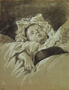 La testa di un bambino che dorme