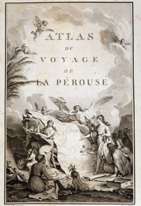 Pagina del titolo di "Atlas du voyage de La Perouse" (Jean-Francois Galaup, Conte de La Perouse) da Jean Michel the Younger Moreau
