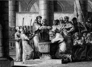 Guerra contro i Sassoni, 785: battesimo di Witikin di Sassonia (o Widukind, Wittekind). Sconfitto dall