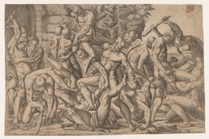 Combattimento di Uomini Nudi, 1535-55 da Jean Mignon