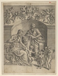 La Vergine con Gesù Bambino adorata da San Giovanni da Jean Mignon
