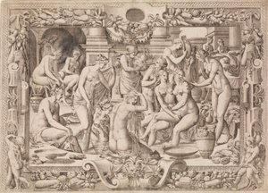 Donne che fanno il bagno, 1535-55 da Jean Mignon