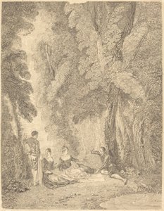 La colazione da Jean Moyreau after Antoine Watteau