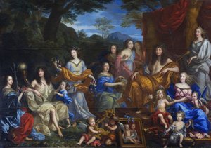 Francese: Portrait mythologique de la famille de Louis XIV Ritratto mitologico di Luigi XIV e della famiglia reale