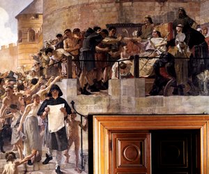 Luigi VI di Francia concede ai cittadini di Parigi la loro prima carta, XII secolo da Jean Paul Laurens