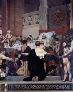 La morte di Santa Genoveffa, patrona della città di Parigi (dipinto murale di Jean Paul Laurens)