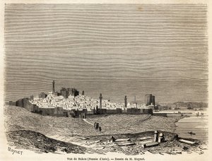 Veduta di Baku, disegno di Mr. Moynet, per illustrare il viaggio sulla costa del Mar Caspio, nell