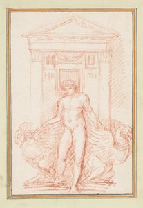 Portale con figura nuda e creature alate da Jean Robert Ango