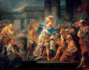 Alessandro taglia il nodo gordiano, fine XVIII-inizio XIX secolo da Jean Simon Berthelemy