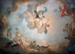 Soffitto della sala giochi di Maria Antonietta, Castello di Fontainebleau, c1763-1811 da Jean Simon Berthelemy