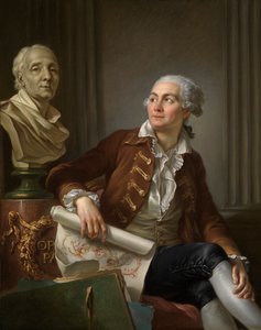 Ritratto di uomo con busto di Denis Diderot da Jean Simon Berthelemy