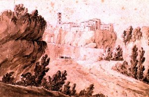 Veduta della Città di Bracciano, c.1810 da Jean Thomas Thibault