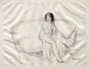 Donna nuda seduta su un divano