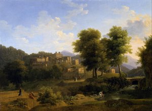 Vista di una città sulle colline sabine da Jean Victor Bertin