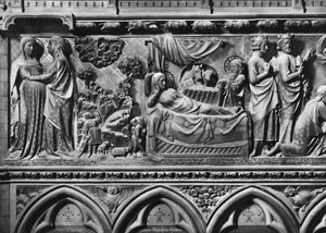 Cattedrale, interno, schermo del coro, Visitazione, Annunciazione ai pastori, Natività, c.1340-51 da Jean and Jean Le Boutellier Ravy